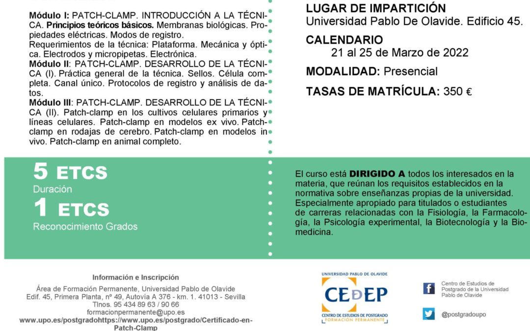 Curso de Patch-Clamp. Universidad Pablo de Olavide.